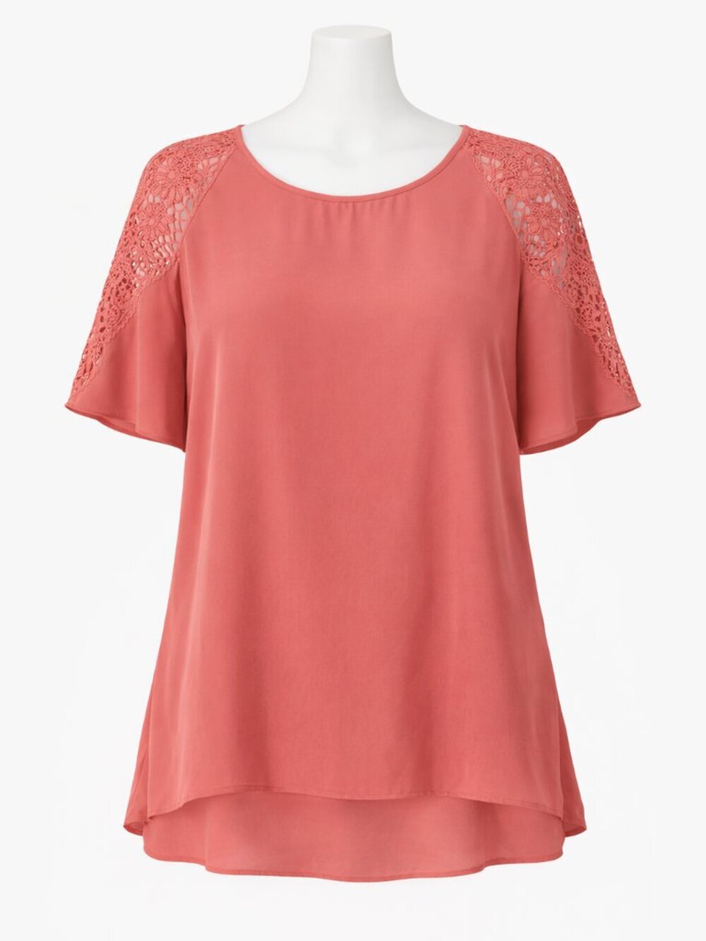 Maurice's Blouse Crochet slv Large BOHO Chic feminine Hi-Lo breezy romantic soft